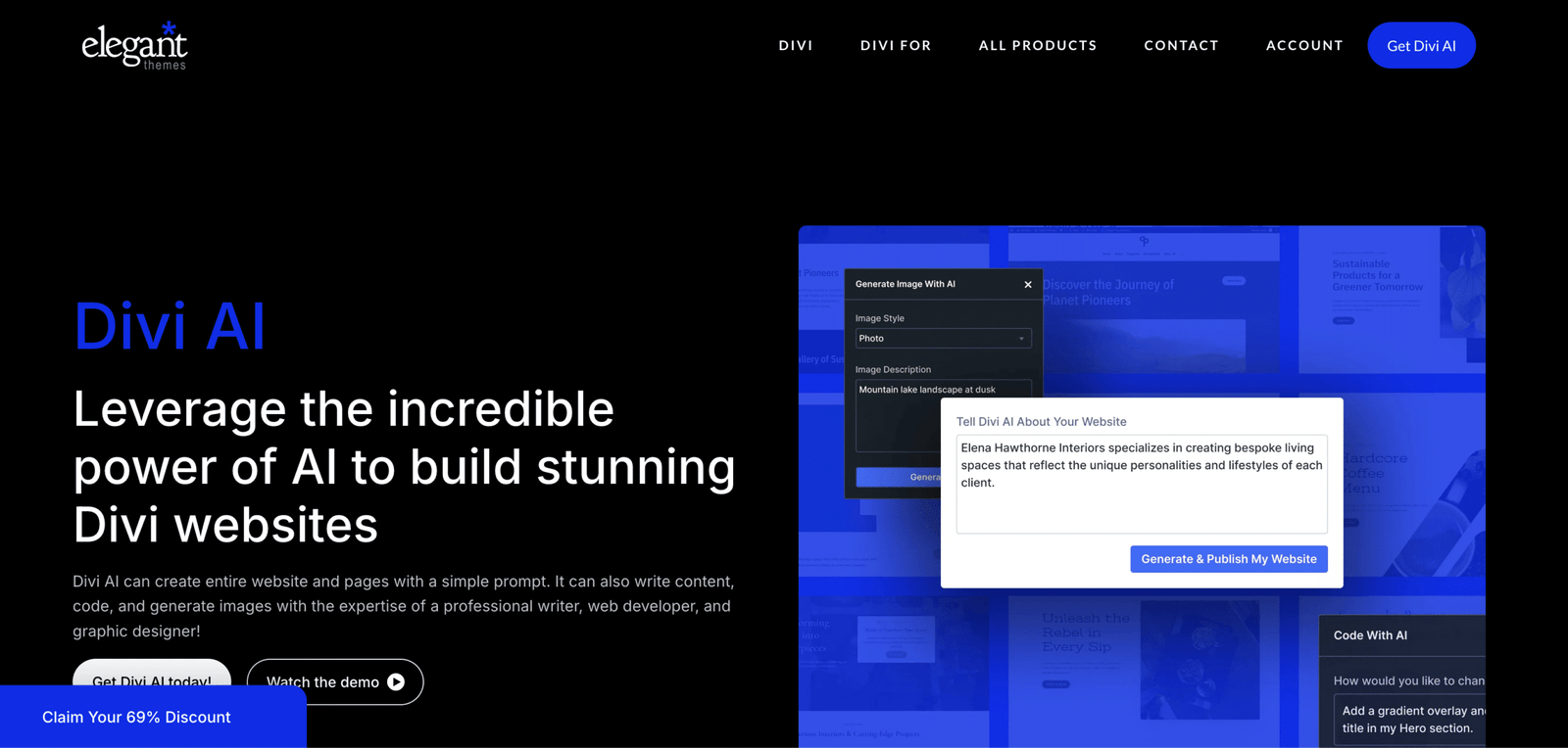 Image showing Divi AI website.
