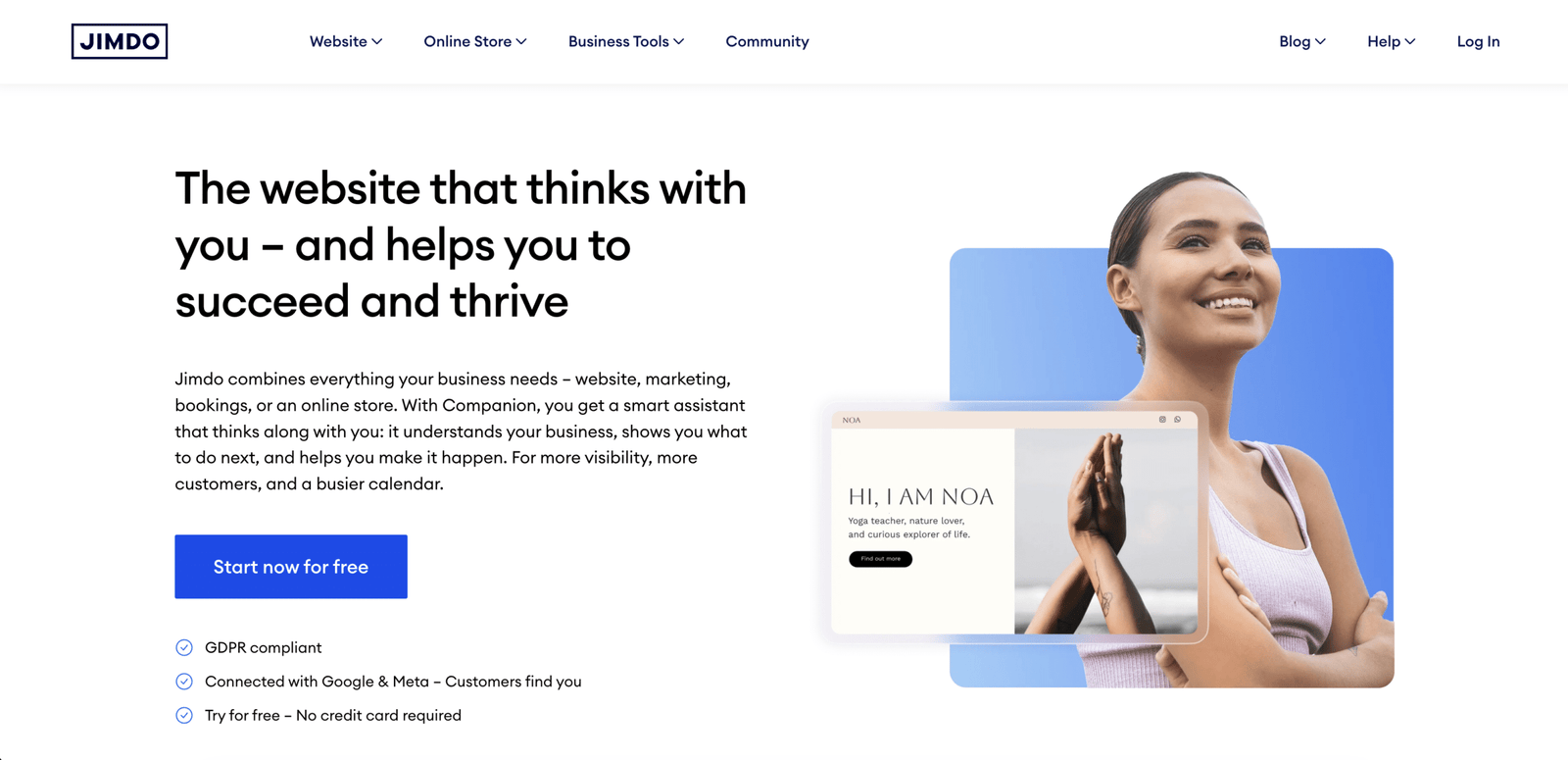 Image showing Jimdo website.