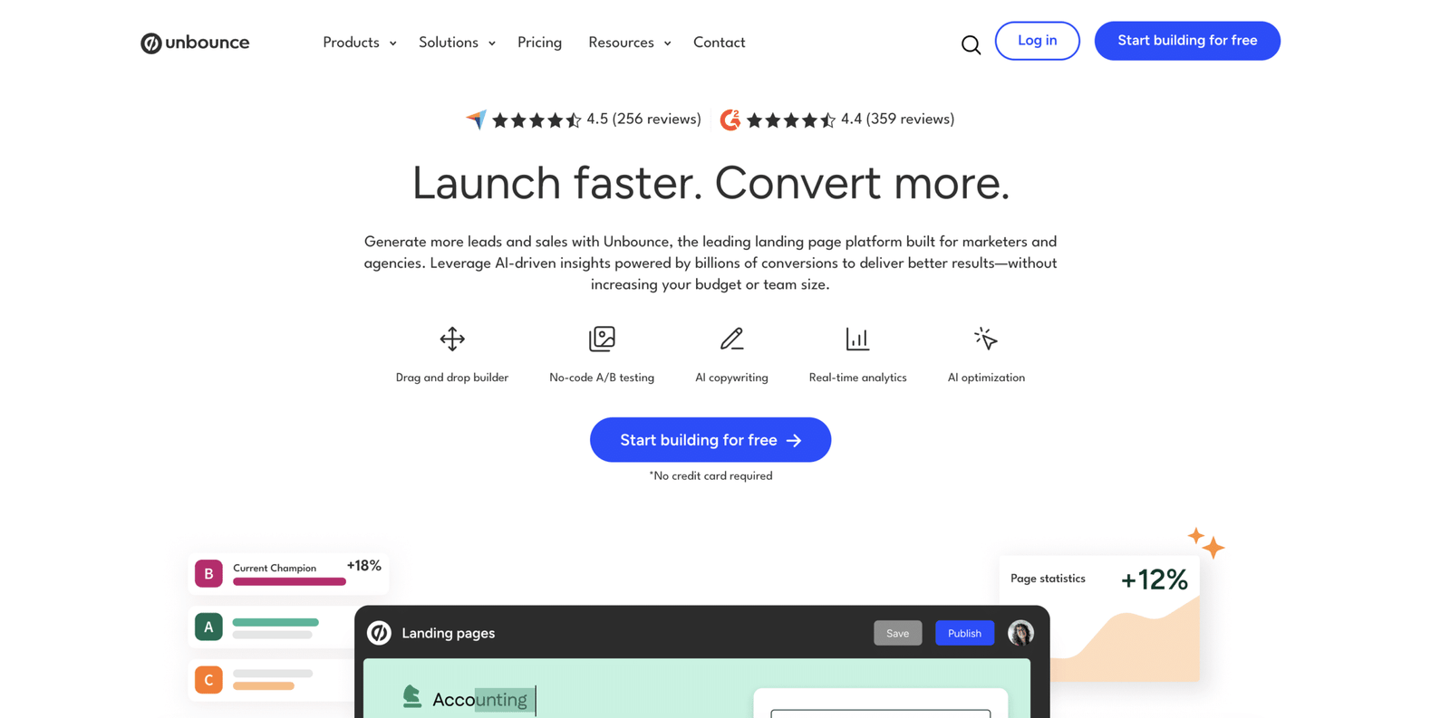 Image showing Unbounce website.