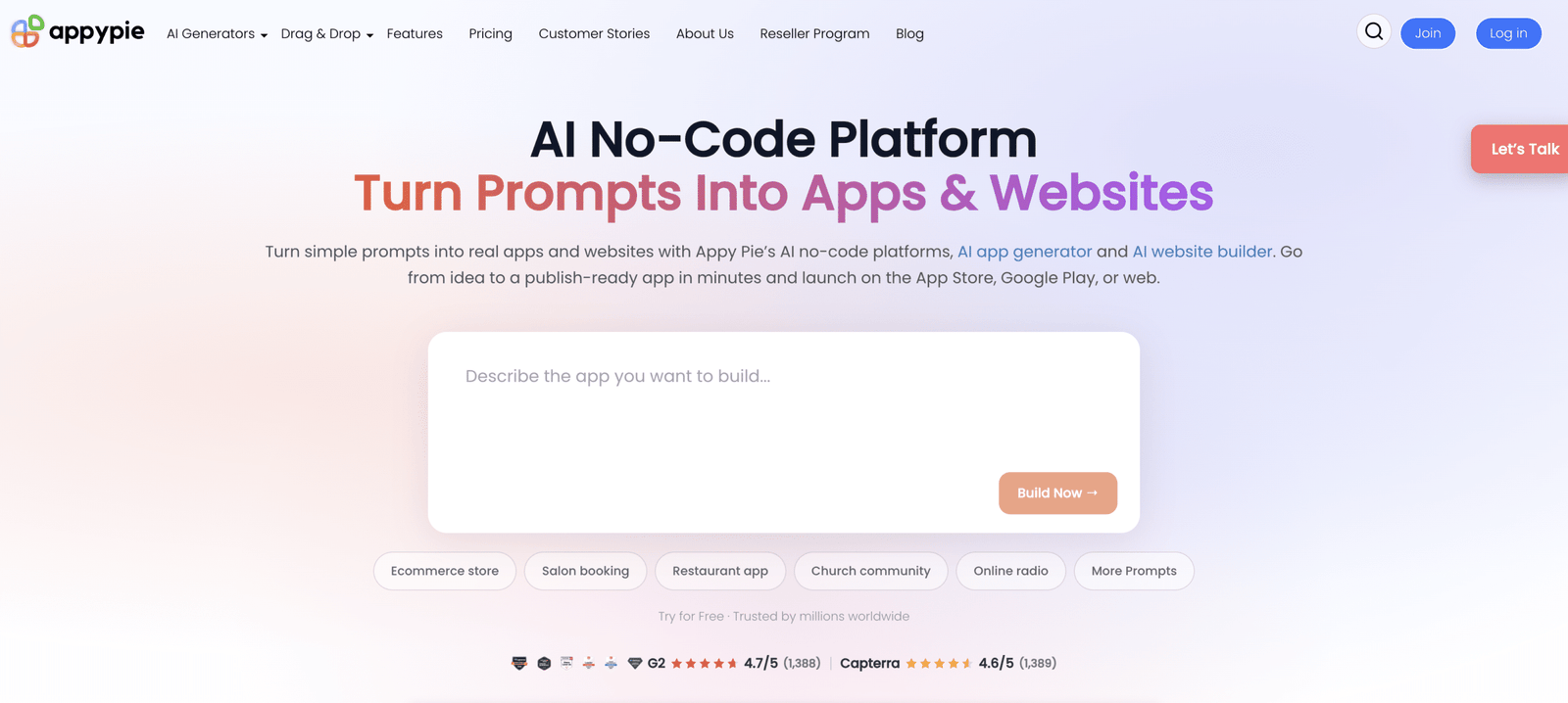 Image showing Appy Pie website.