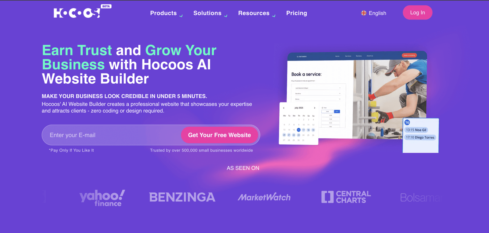 Image showing Hocoos website.