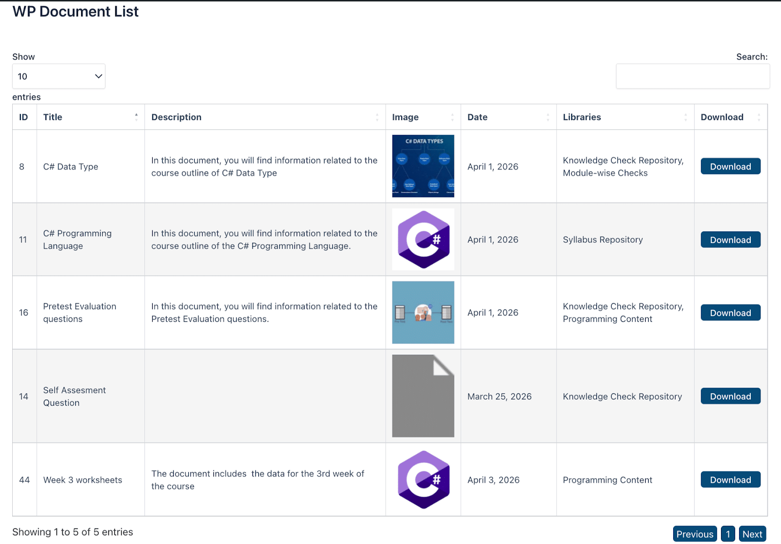 Image showing how you can Present Materials in a Clean, Table-Based Layout. 
