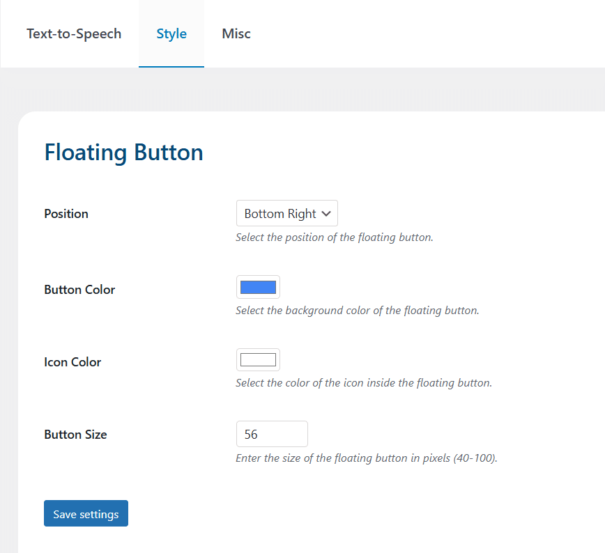 Image showing WP Listen Floating button. 