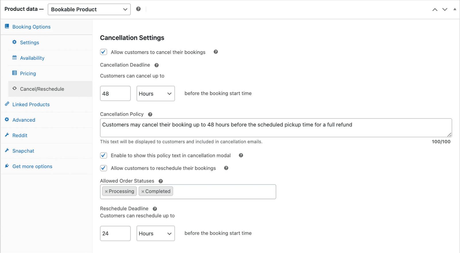 Image showing the cancellation policy.