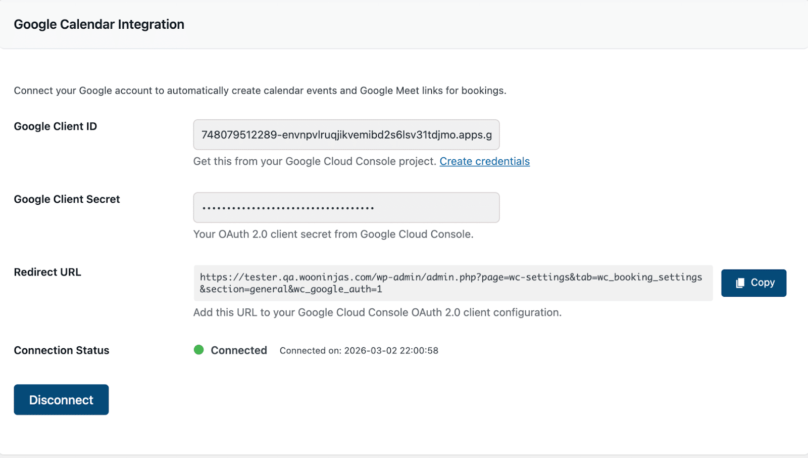 Image showing google calendar integration.