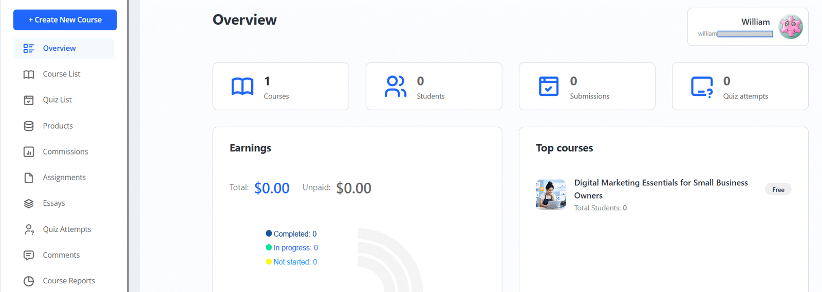 Image showing how to review the instructor dashboard.