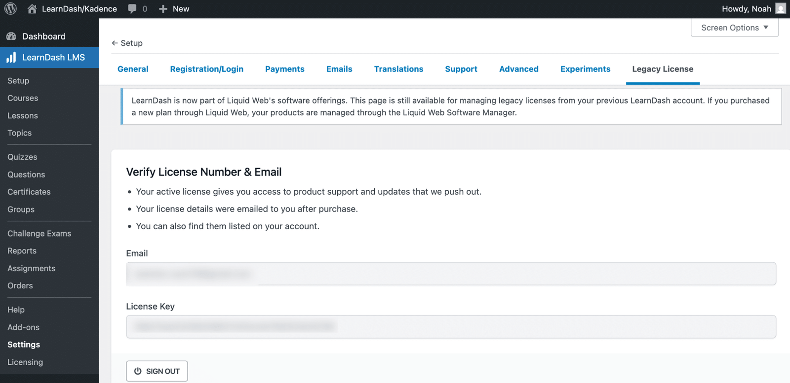 image showing how to verify the license number and email.