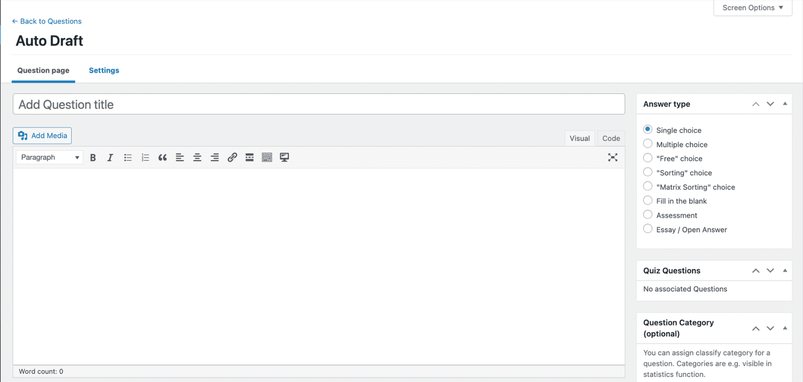 Image showing auto draft single choice.