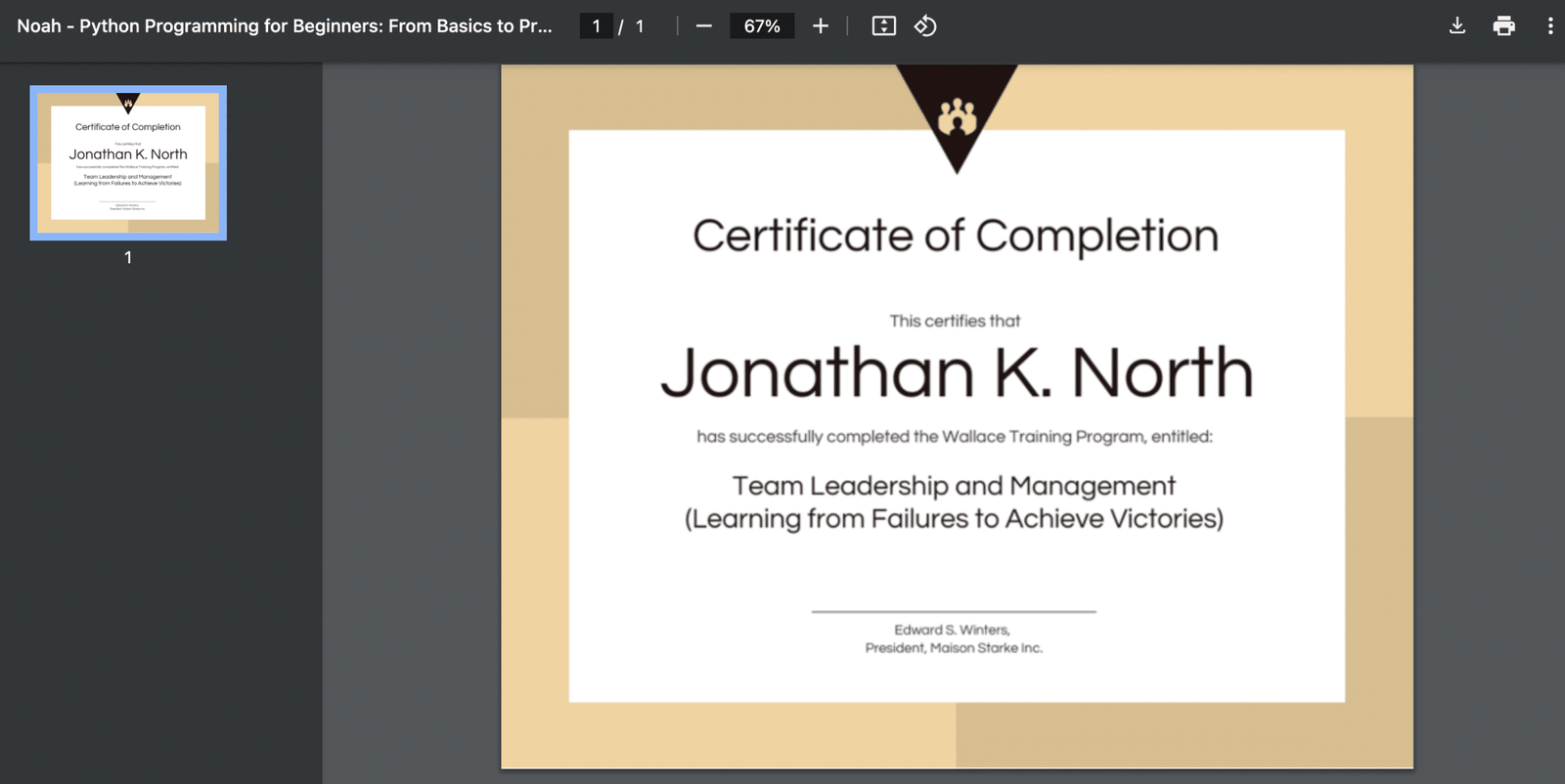 Image showing certificate of completeion.