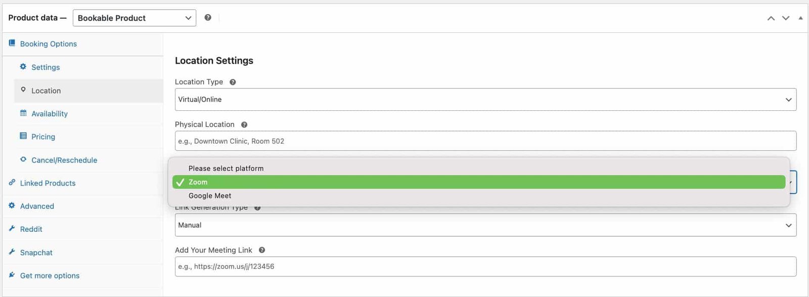 image showing location settings and goolge meet for online tour delivery