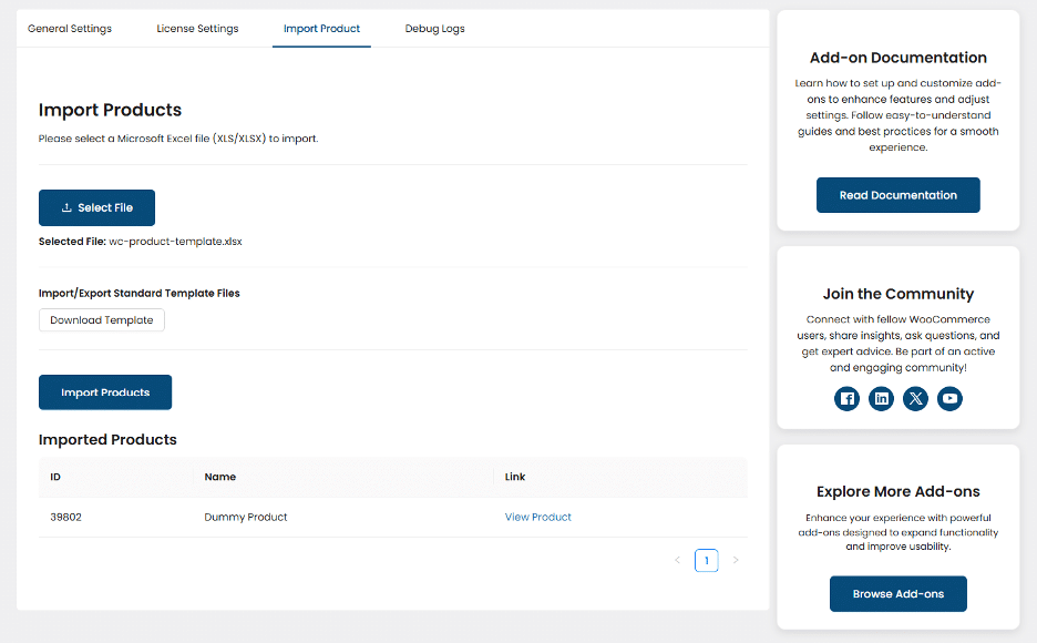 Image showing import product select file.