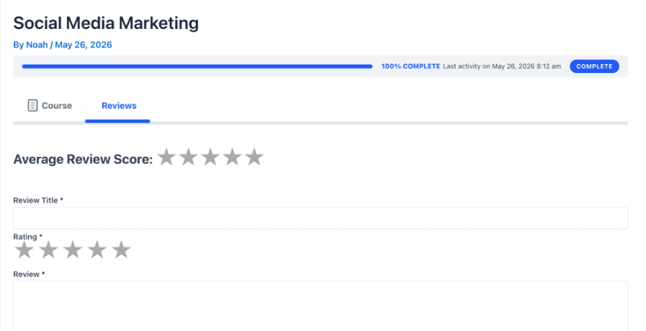 Image showing Social media marketing average review score
