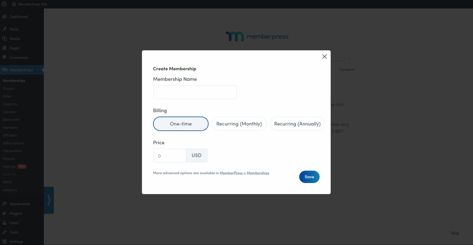 Image showing how to create membership.