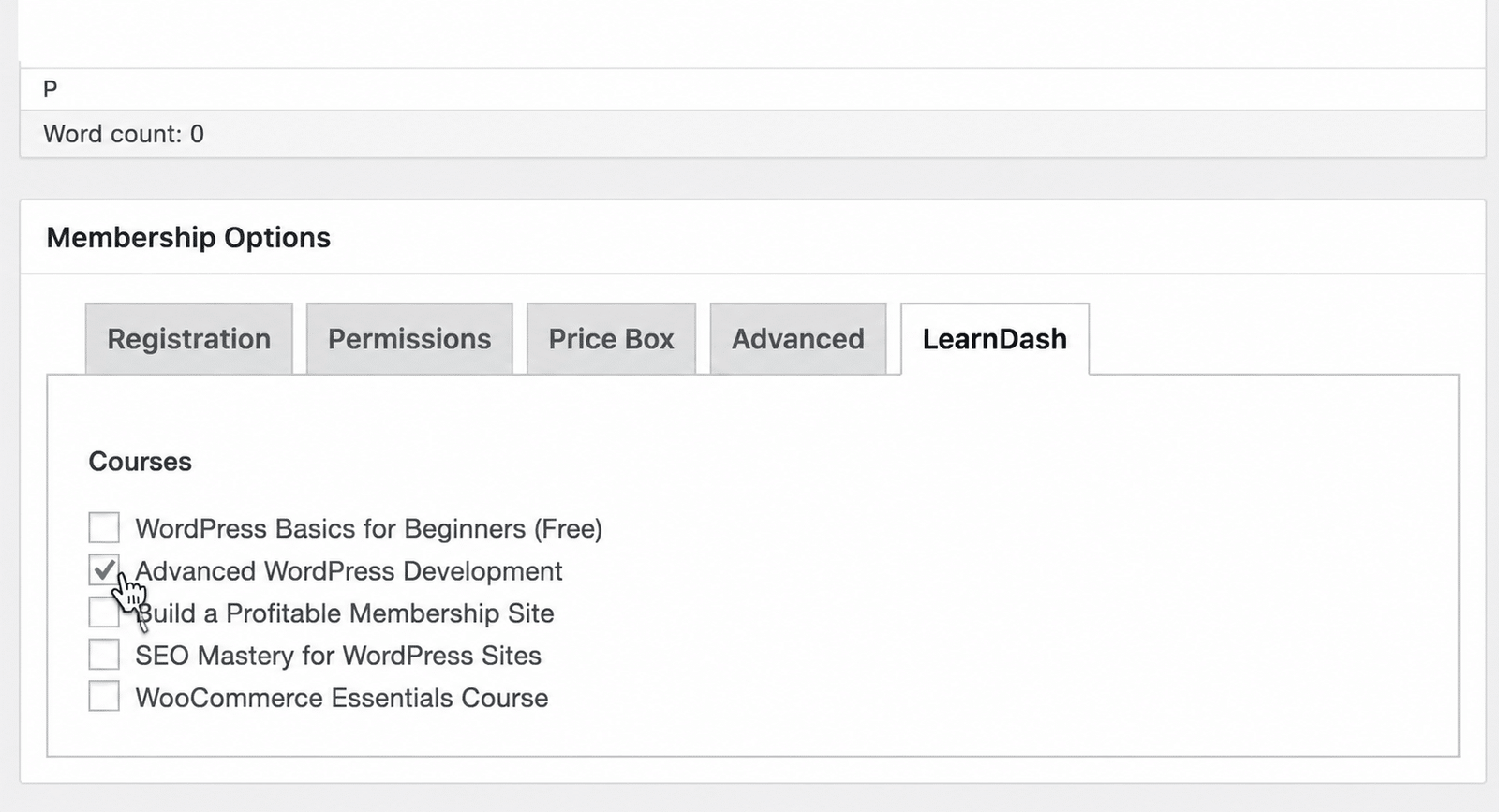 Image showing membership options.