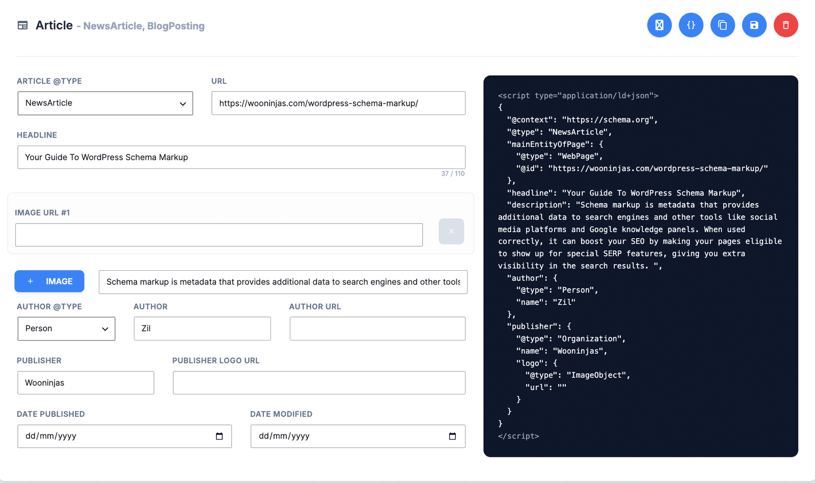 Image showing schema built in real time.