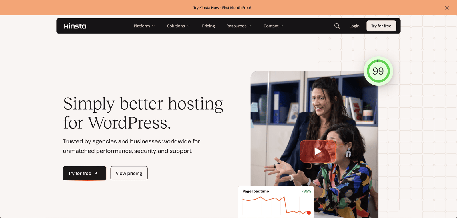 Image showing Kinsta website homepage.