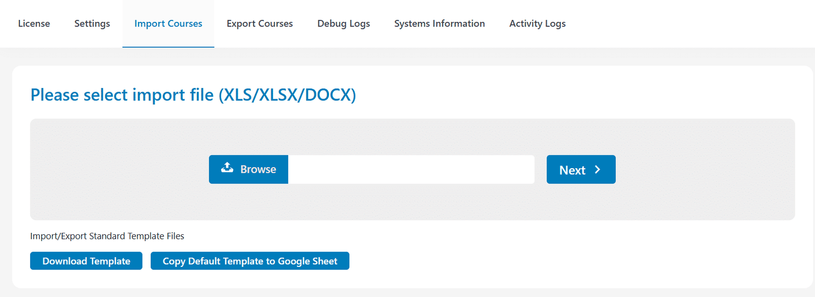 Image showing Import Courses Using DOCX. 