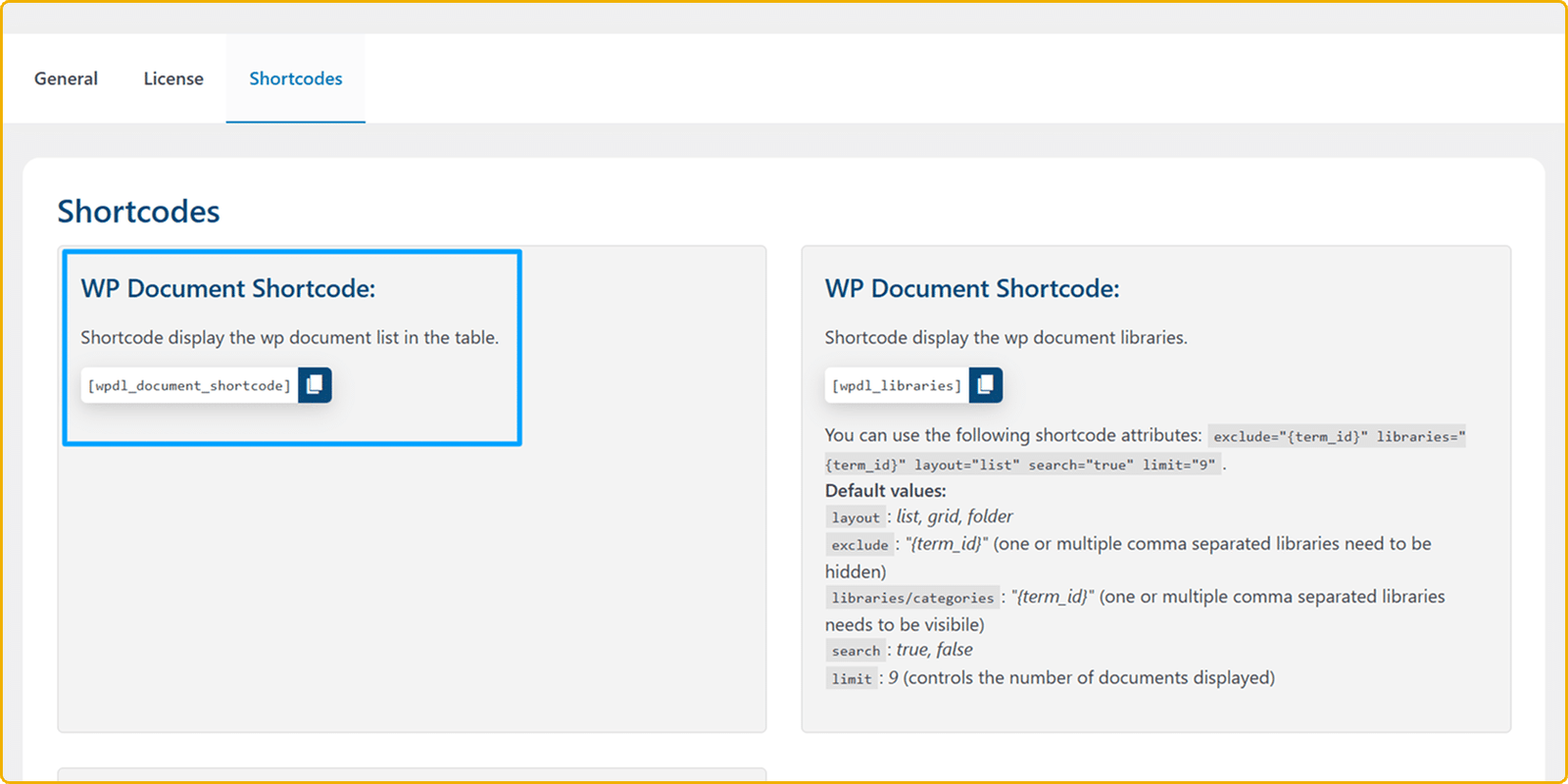 WordPress document library screenshot