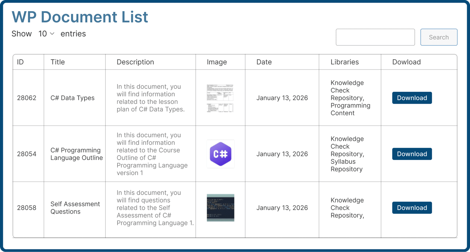 WP Document List