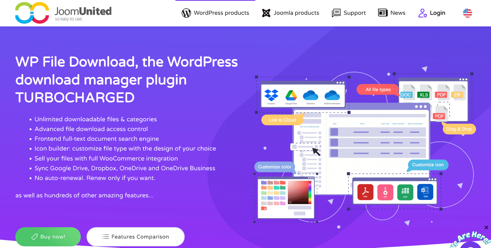 Image showing WP File Download website homepage.