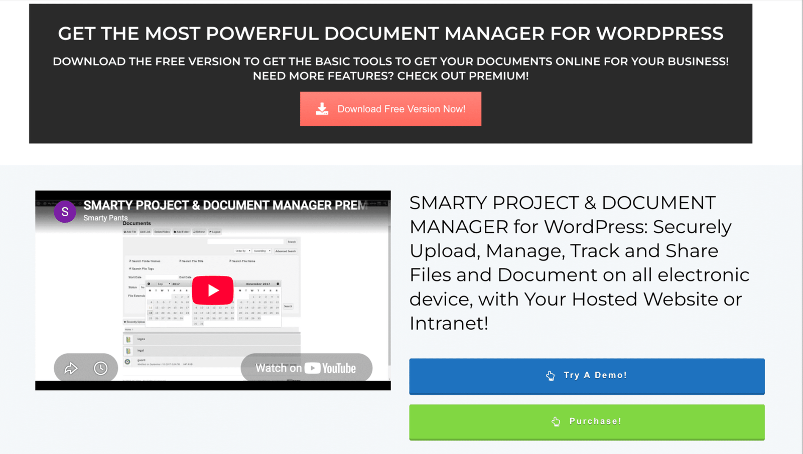 Image showing SP Project & Document Manager website homepage.
