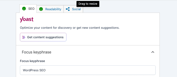 Image showing Yoast SEO analysis. 