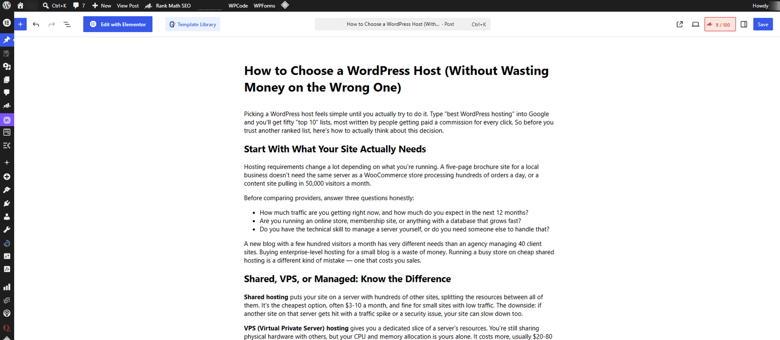 Image showing how to choose a WordPress host.