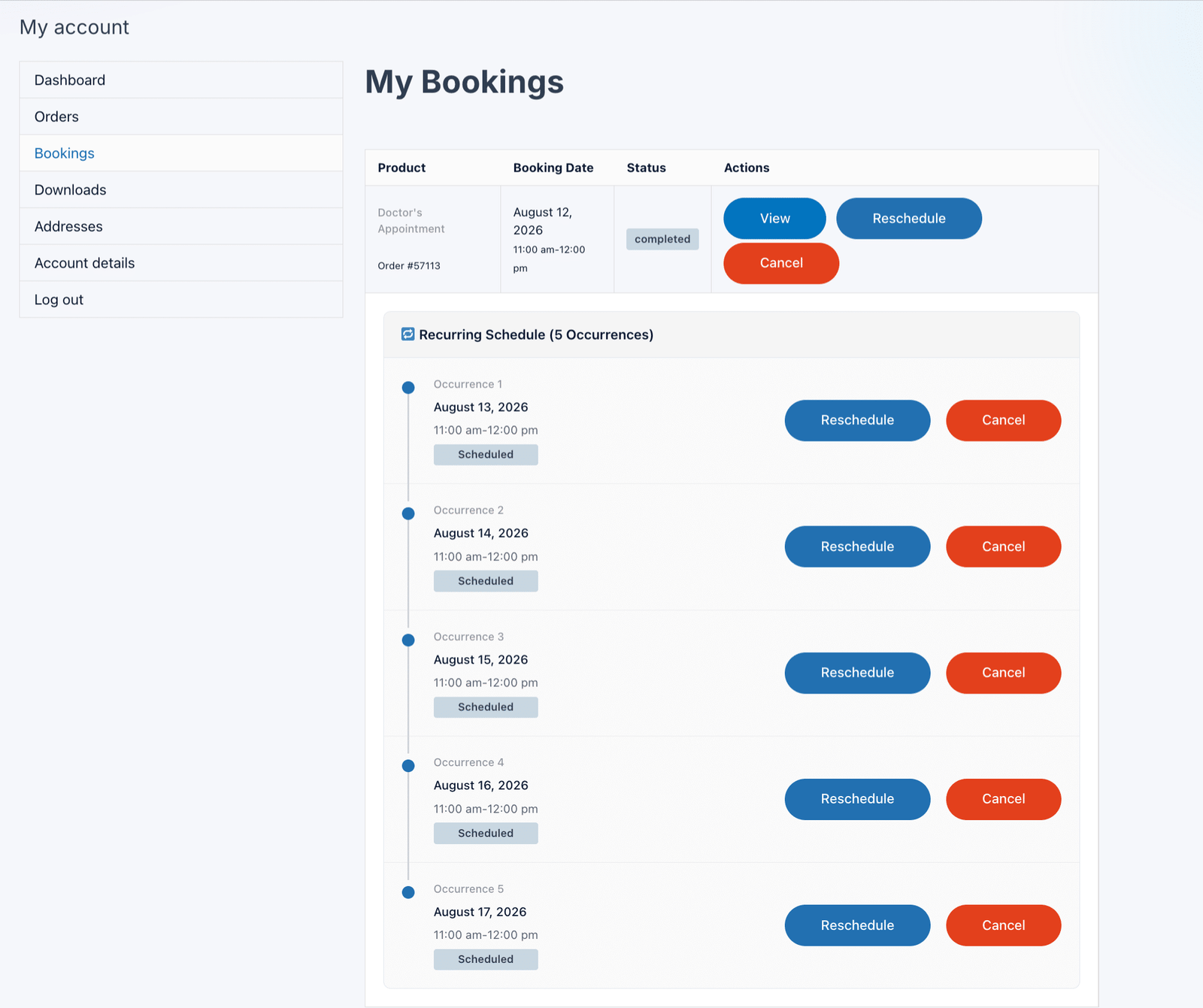Image showing my account in my bookings.