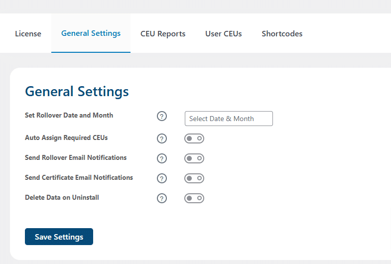 Image showing geenral settings.